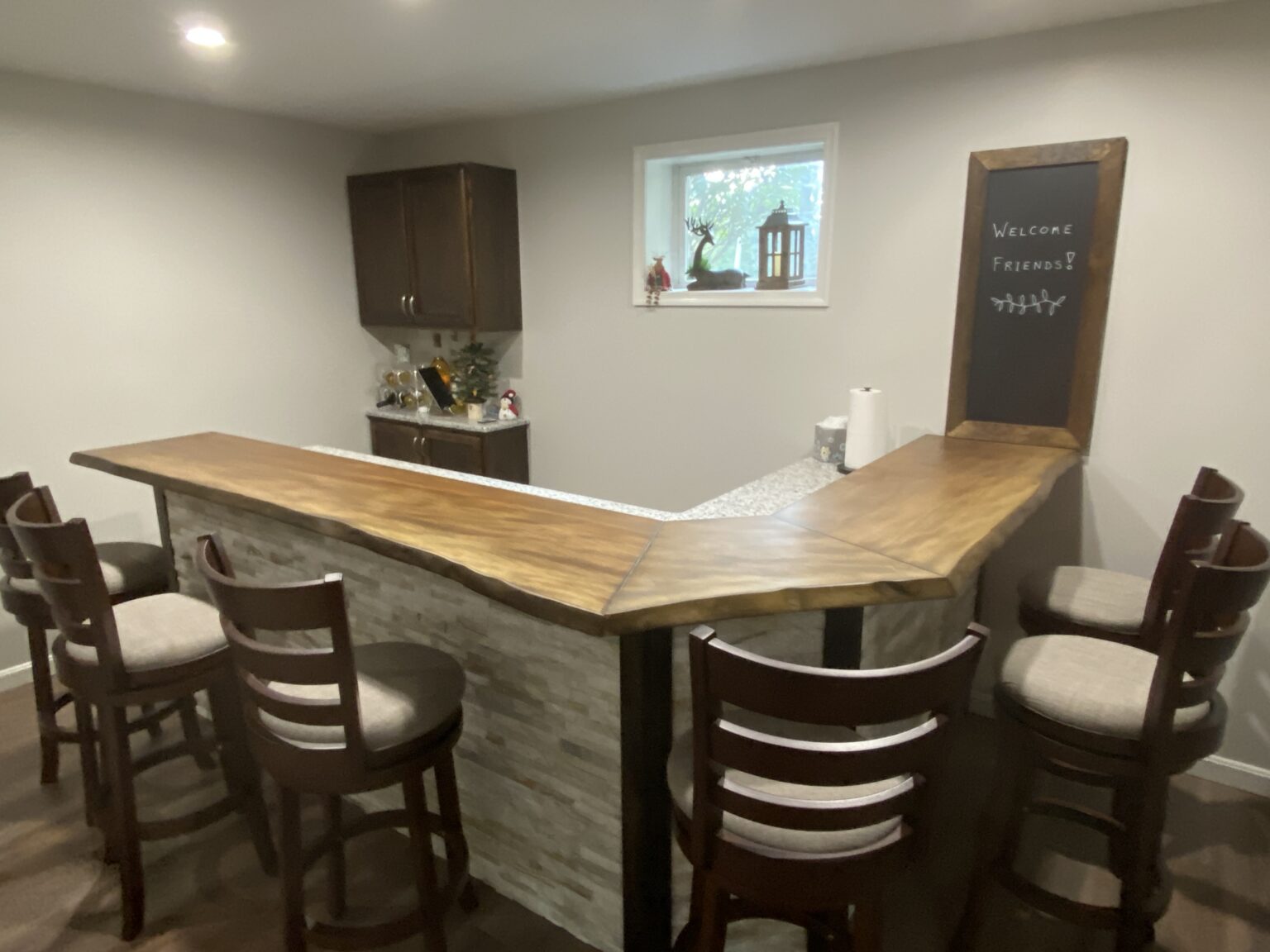 Live Edge Sycamore Bar Top With Sepia Brown Finish Lancaster Live Edge