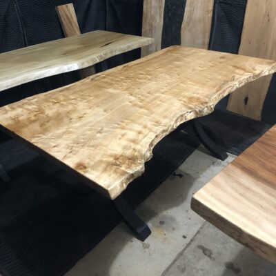curly maple 6' long slab live edge table