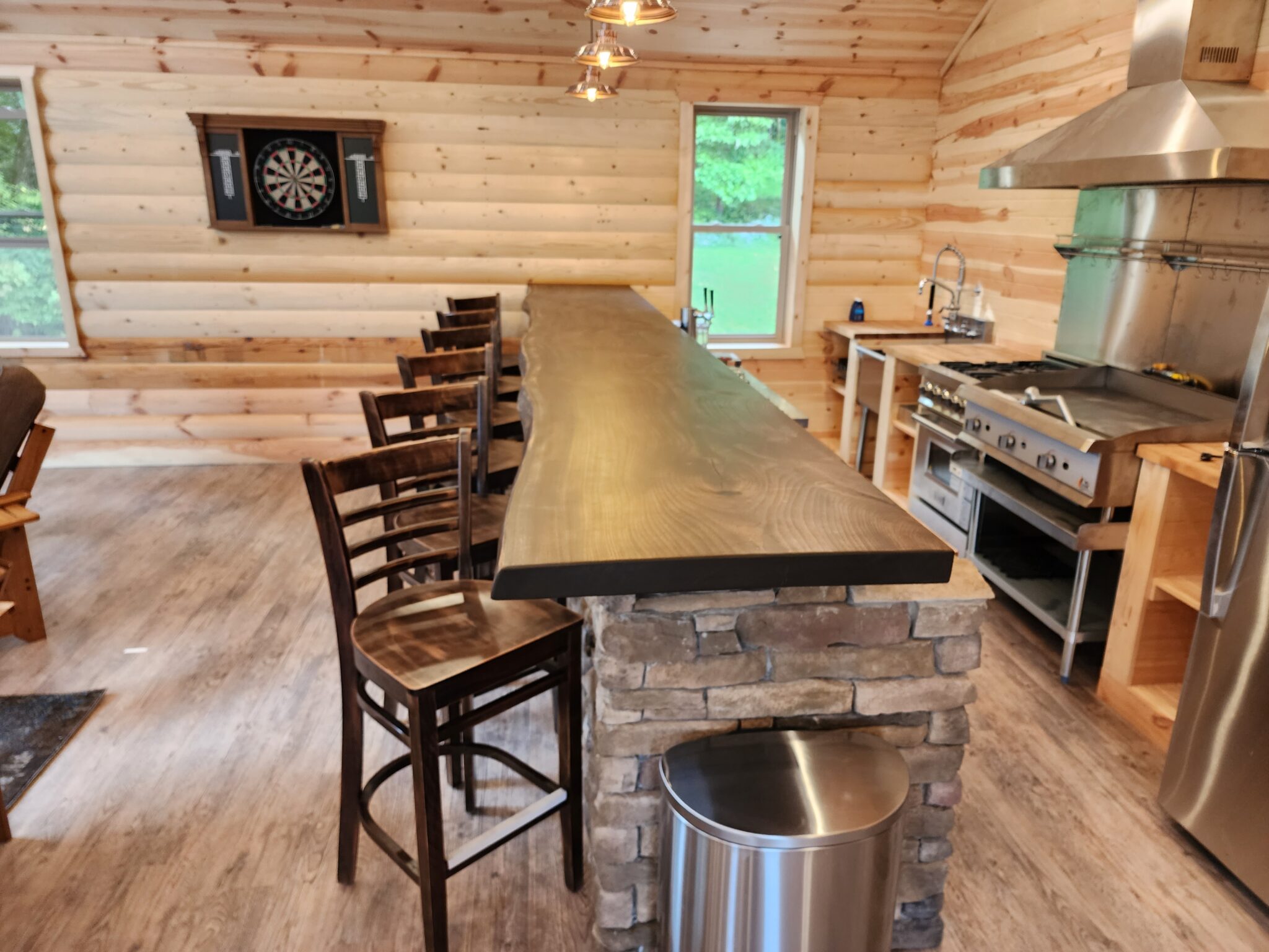 15' Poplar Bar Top With Dark Stain Lancaster Live Edge