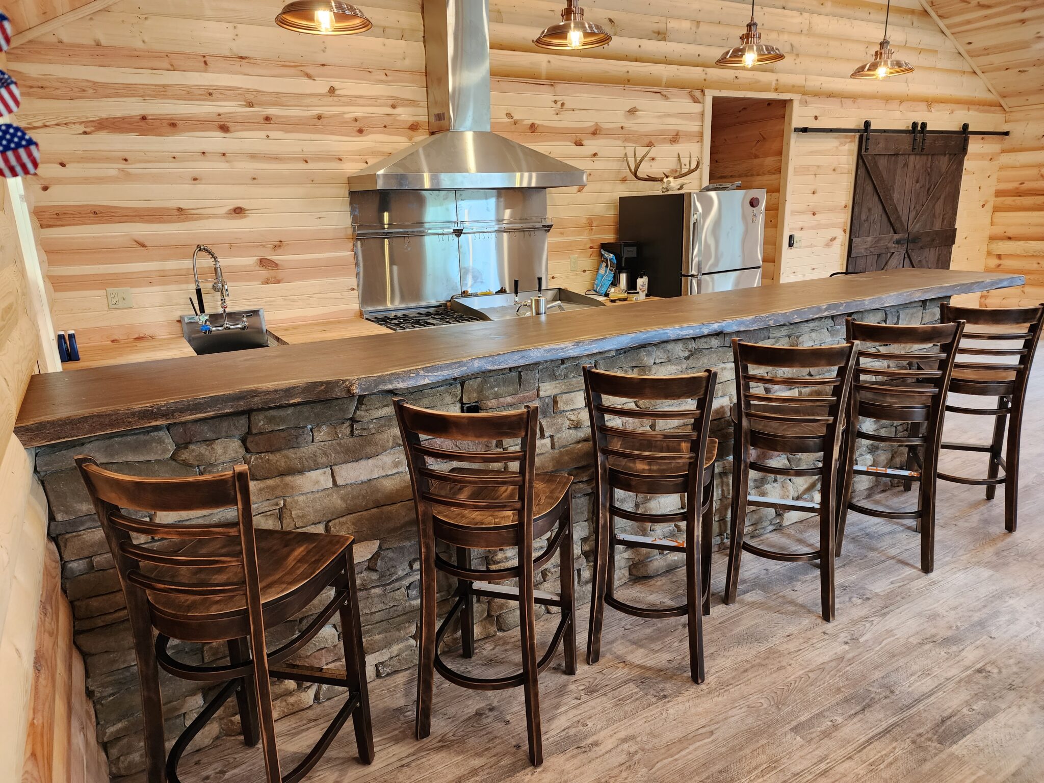 15' Poplar Bar Top With Dark Stain Lancaster Live Edge