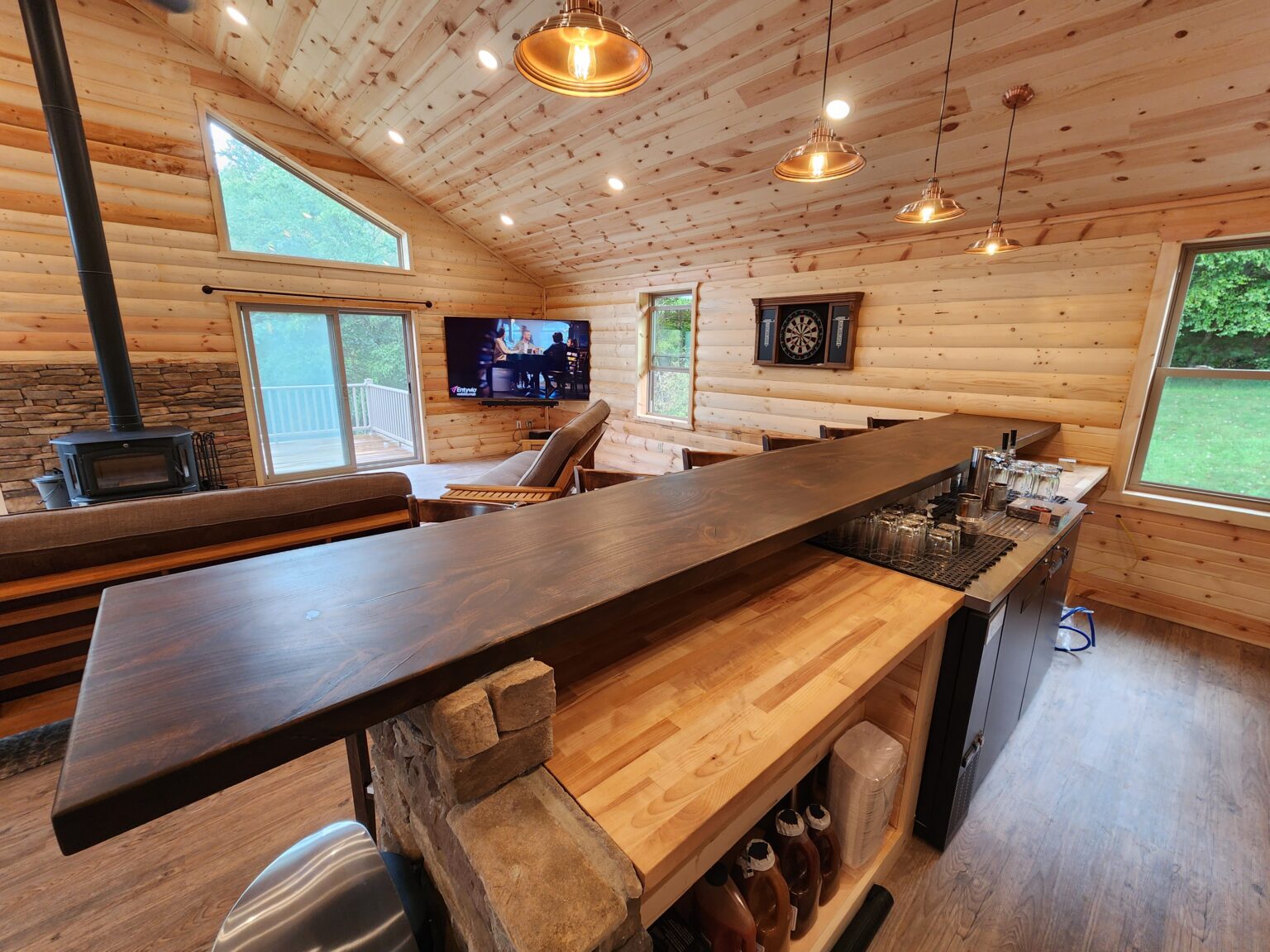 15' Poplar Bar Top With Dark Stain Lancaster Live Edge