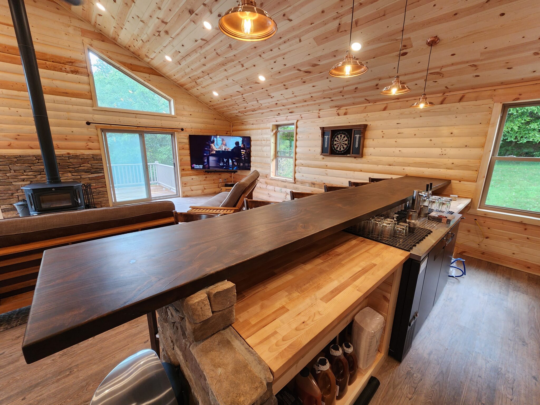 15' Poplar Bar Top With Dark Stain Lancaster Live Edge