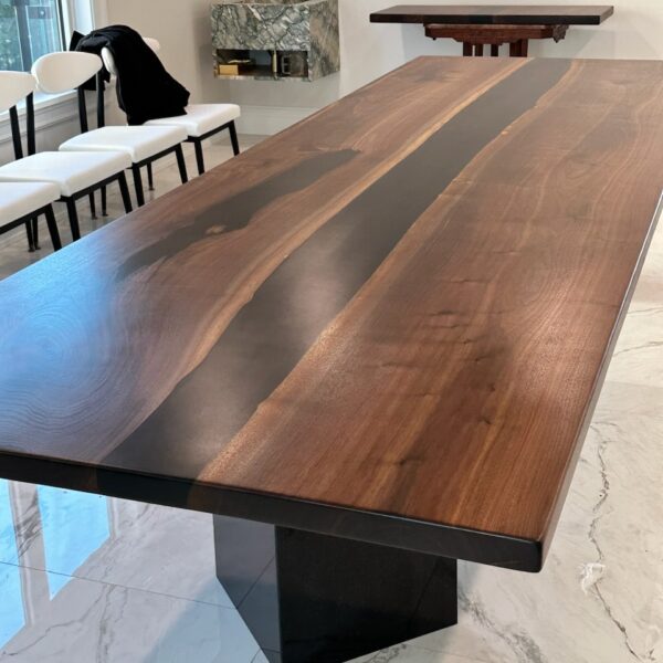 9 foot long black walnut river table