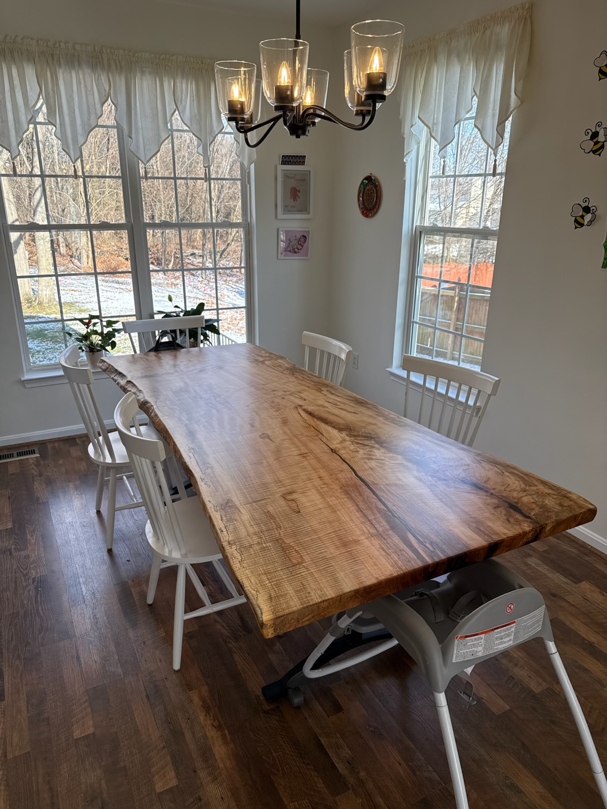 8' x 37" - 42'' Figured maple live edge table