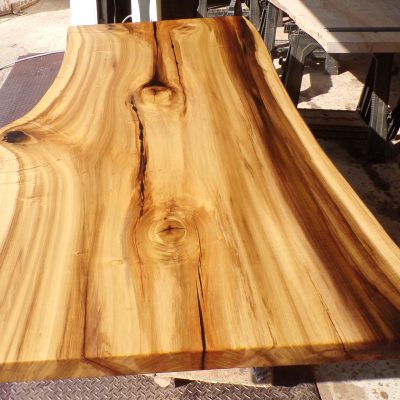 7'x 40" Poplar Live Edge Table with metal spider base