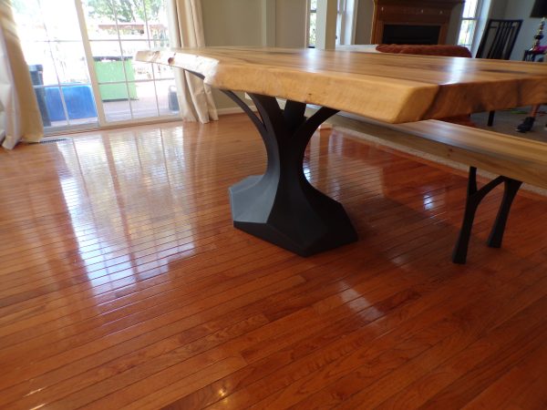 7' x 36" live edge poplar table and bench - Image 4