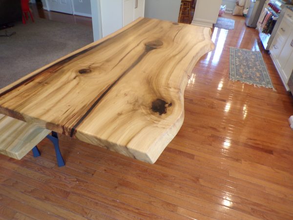7' x 36" live edge poplar table and bench - Image 5