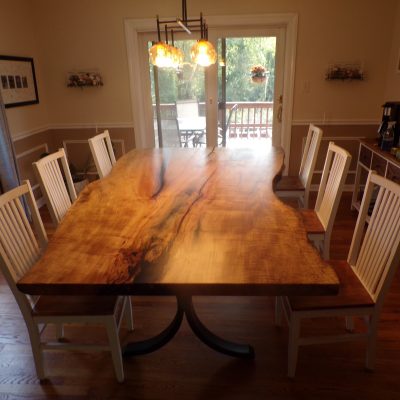 8' 4" long x 51"-59"wide live edge maple table