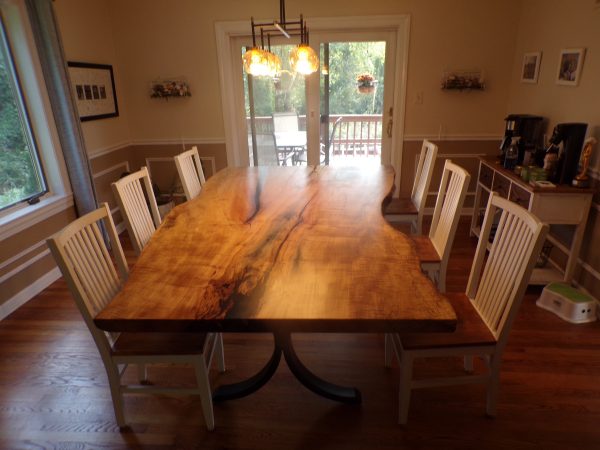 8' 4" long x 51"-59"wide live edge maple table