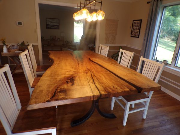 8' 4" long x 51"-59"wide live edge maple table - Image 2