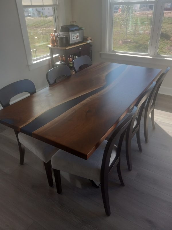 6' x 36" walnut and epoxy river table - Image 3