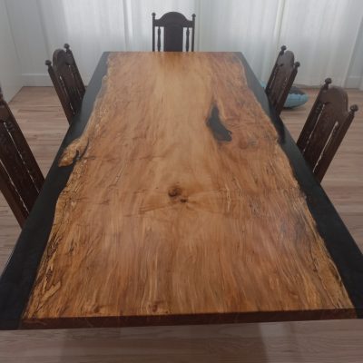 9'x 48" maple and epoxy table