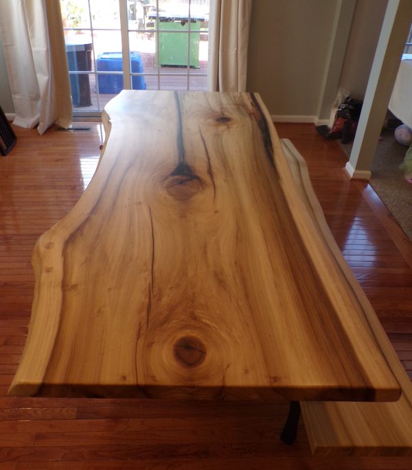 7' x 36" live edge poplar table and bench - Image 3