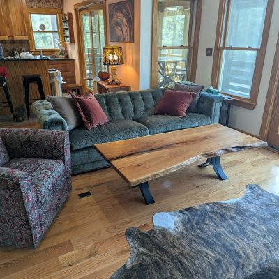 Coffee Table 26"-36" x 65" live edge cherry