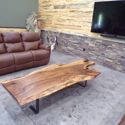 7' live edge coffee table made with an English walnut slab