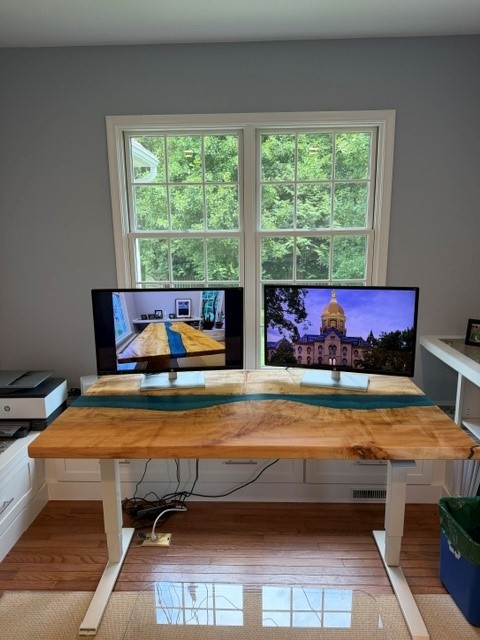 36" x 64" maple with turquoise blue epoxy river desktop. - Image 6