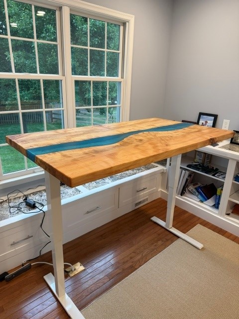 36" x 64" maple with turquoise blue epoxy river desktop. - Image 3
