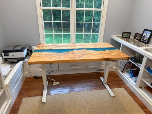 36" x 64" maple with turquoise blue epoxy river desktop. - Image 2