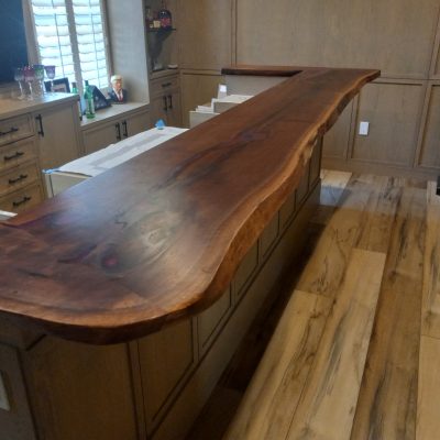 Live-edge black walnut bartop